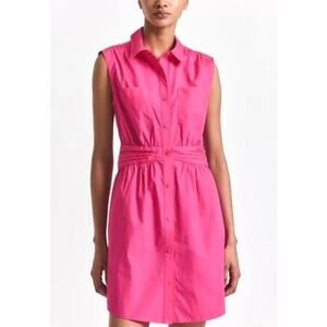 Derek Lam 10 Crosby Pink Shirt Dress Sleeveless Button Front Cotton Sz 4